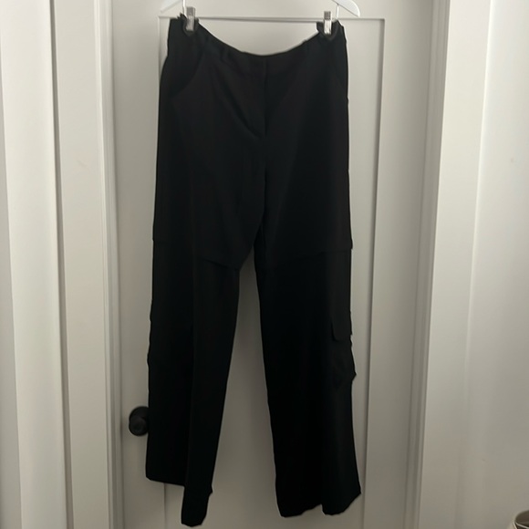 ￼Amanda Uprichard new with tags black wide leg cargo dress pants size large - Picture 2 of 7